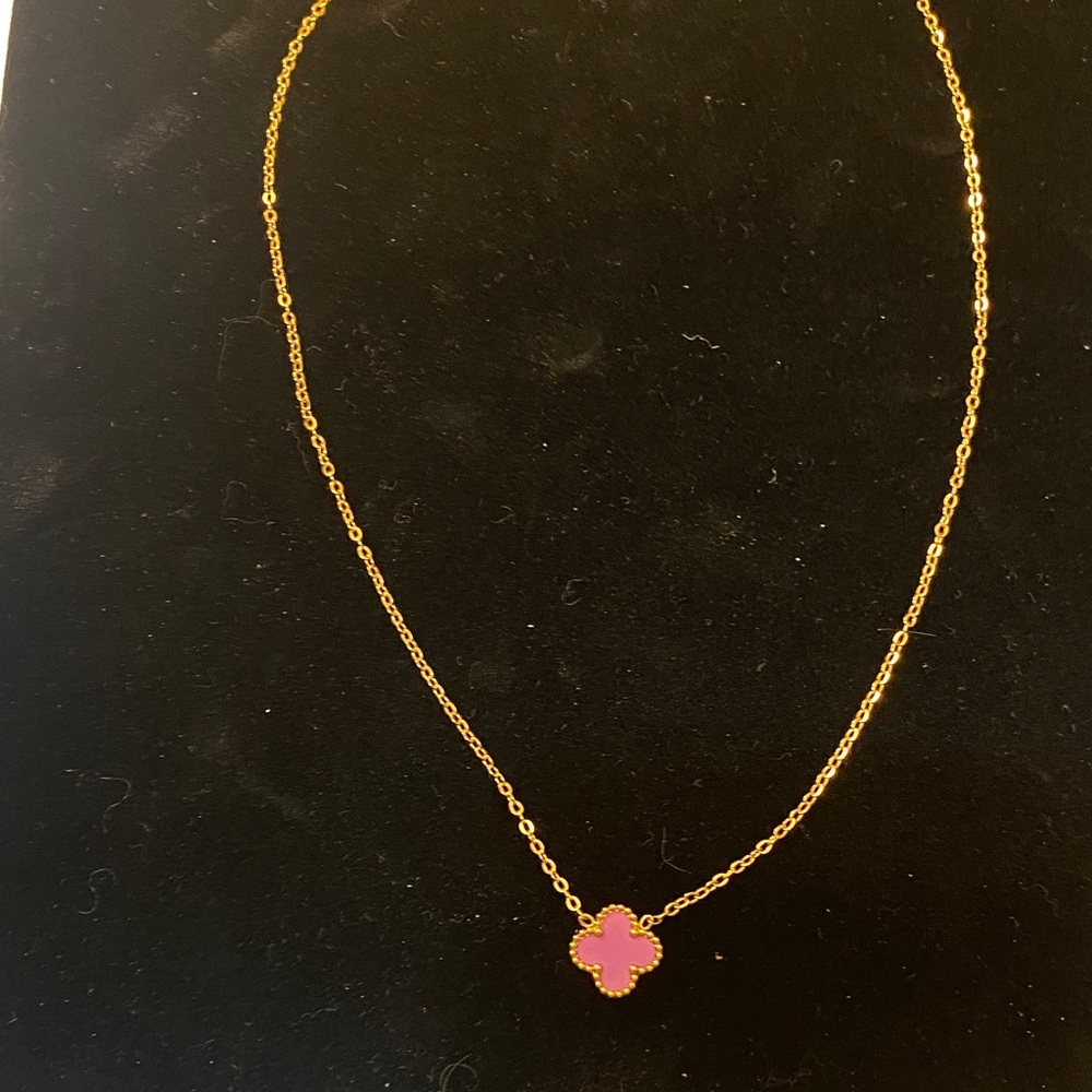 Elegant Gold Filled Purple Clover Necklace